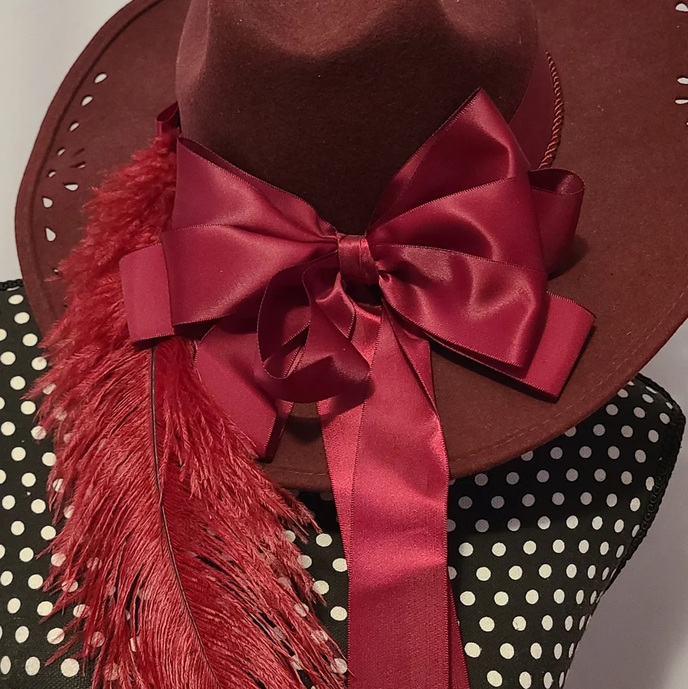 Hat She's A Lady Nancy Hughes Hat Co. 100% Wool Dark Burgundy